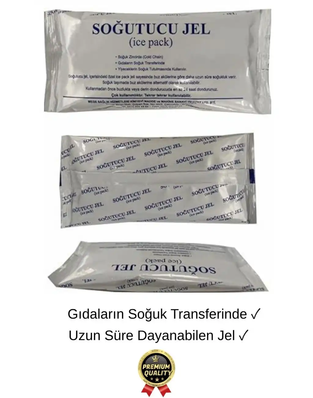 Premium Güvenli Malzeme Dayanıklı Seyahat Yolculuk Yiyecek Soğutucu Jel Poşet Buz Aküsü 260gr 10Adet