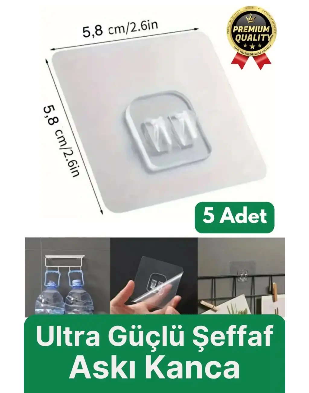 5 Adet Ultra Güçlü Suya Dayanıklı İz Bırakmaz Şeffaf Banyo Mutfak Ayna Tablo Raf Tutucu Askı Kanca