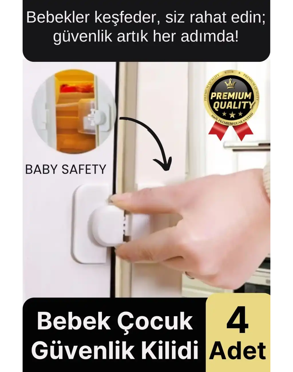 Özel Tasarım Buzdolabı Çekmece Pencere Dolap Sabitleyici Bebek Çocuk Koruyucu Güvenlik Kilidi 4 Adet