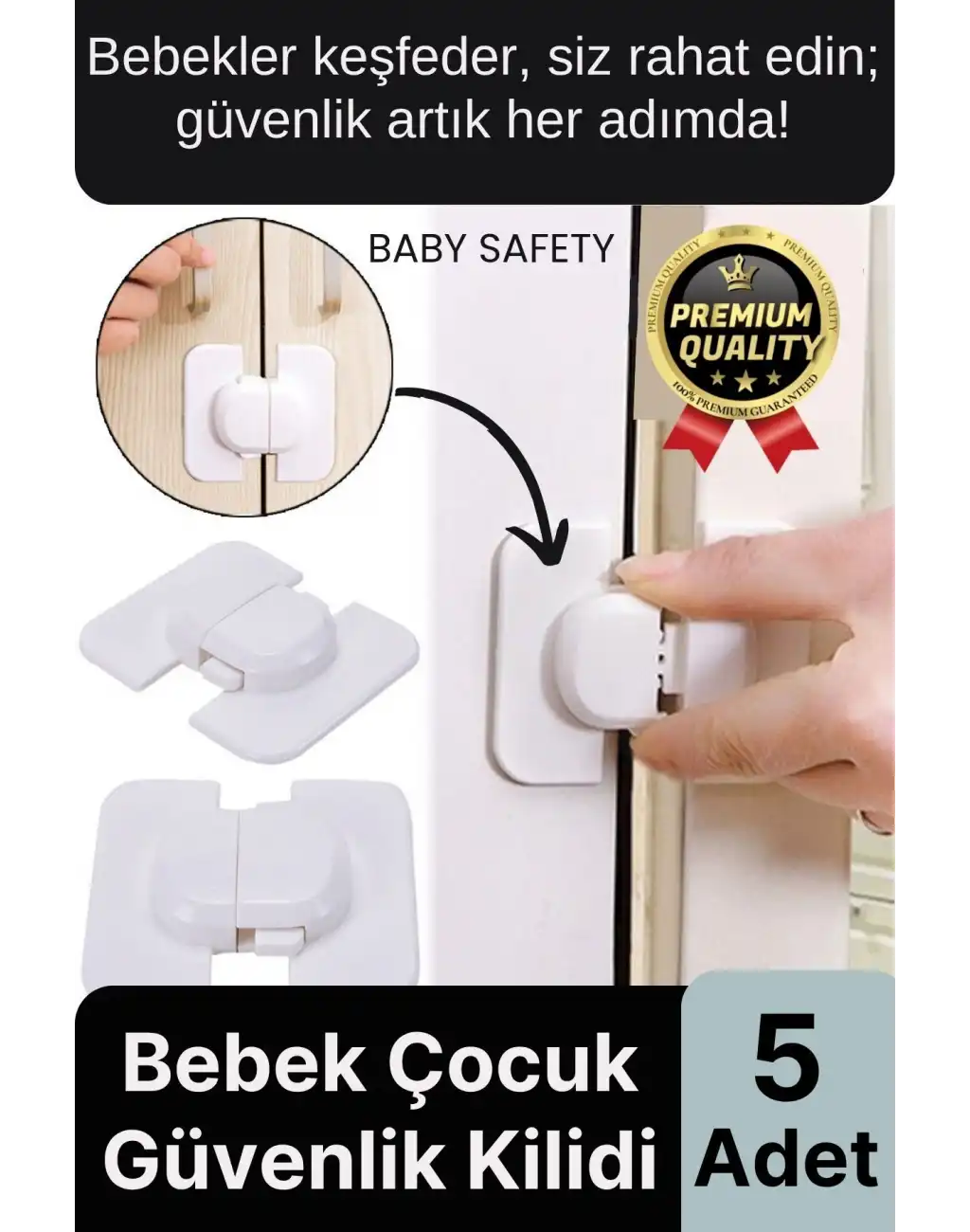 Özel Tasarım Buzdolabı Çekmece Pencere Dolap Sabitleyici 5 Adet Çocuk Bebek Koruyucu Güvenlik Kilidi