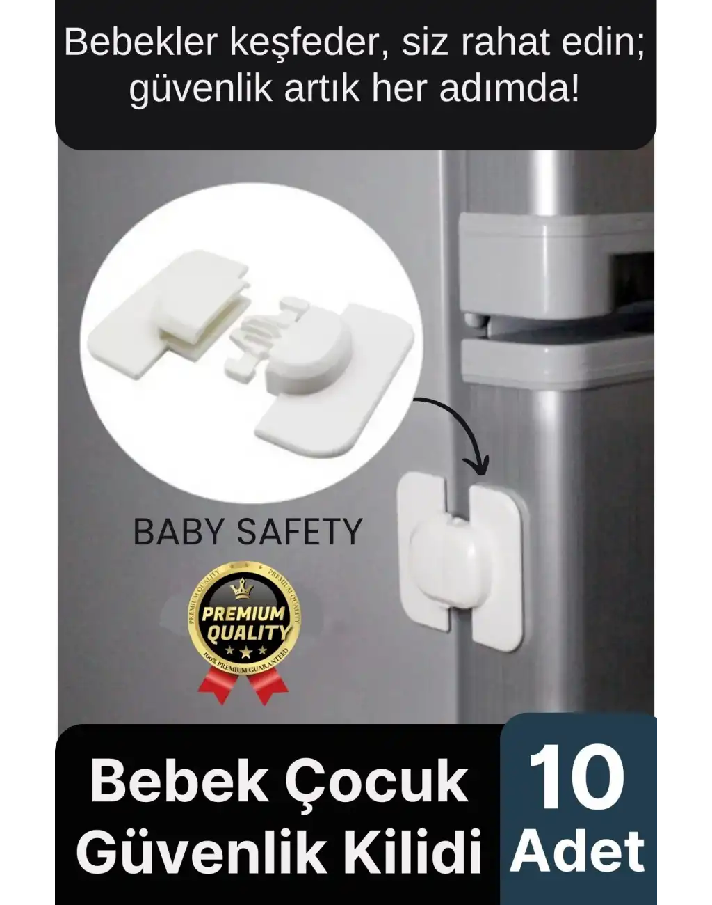 Özel Üretim Buzdolabı Çekmece Dolap Pencere Sabitleyici 10 Adet Çocuk Bebek Koruyucu Güvenlik Kilidi