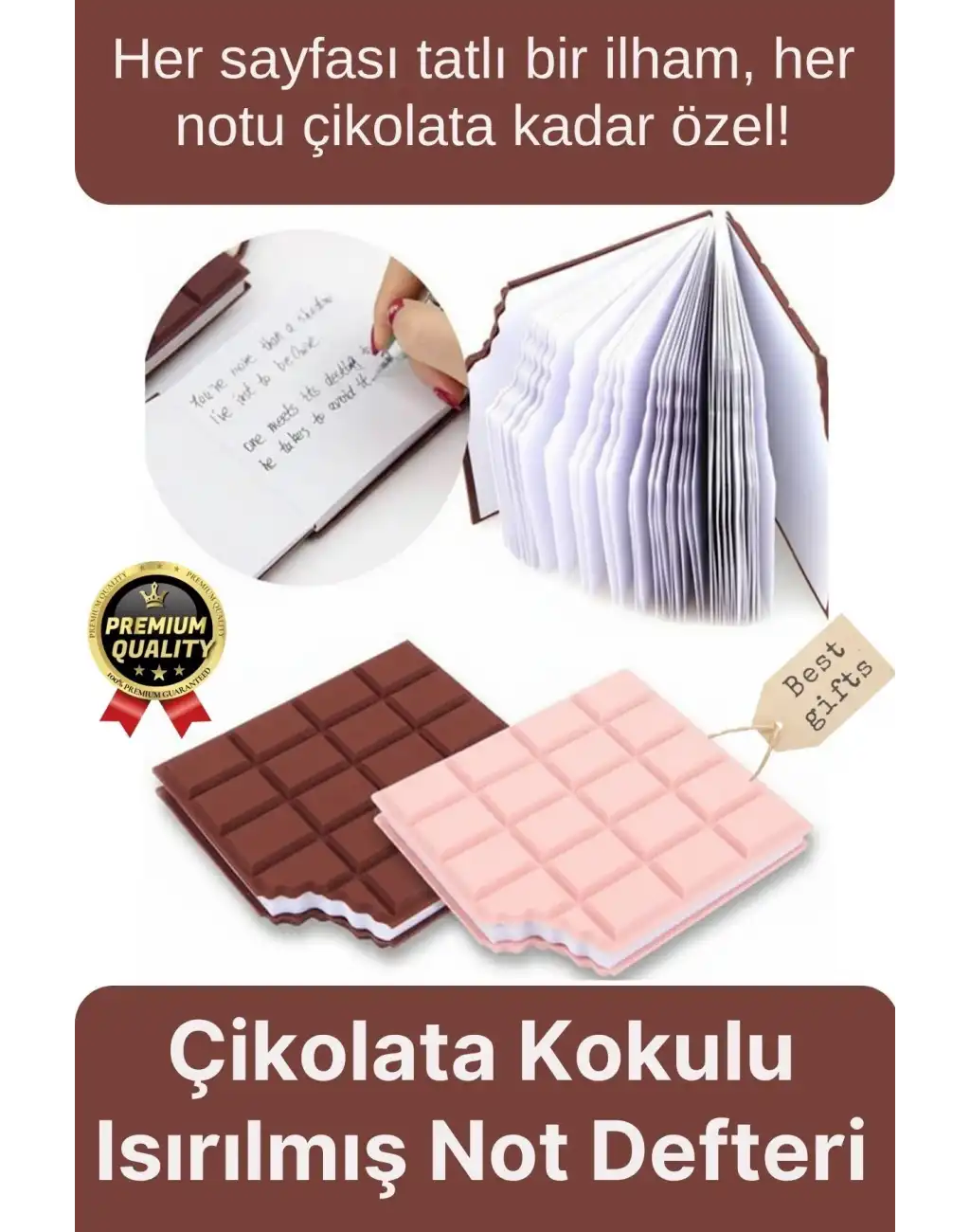 Özel Tasarım Eğlenceli Hediyelik Isırılmış Lezzet Gerçekçi Çikolata Görünümlü Kokulu Not Defteri