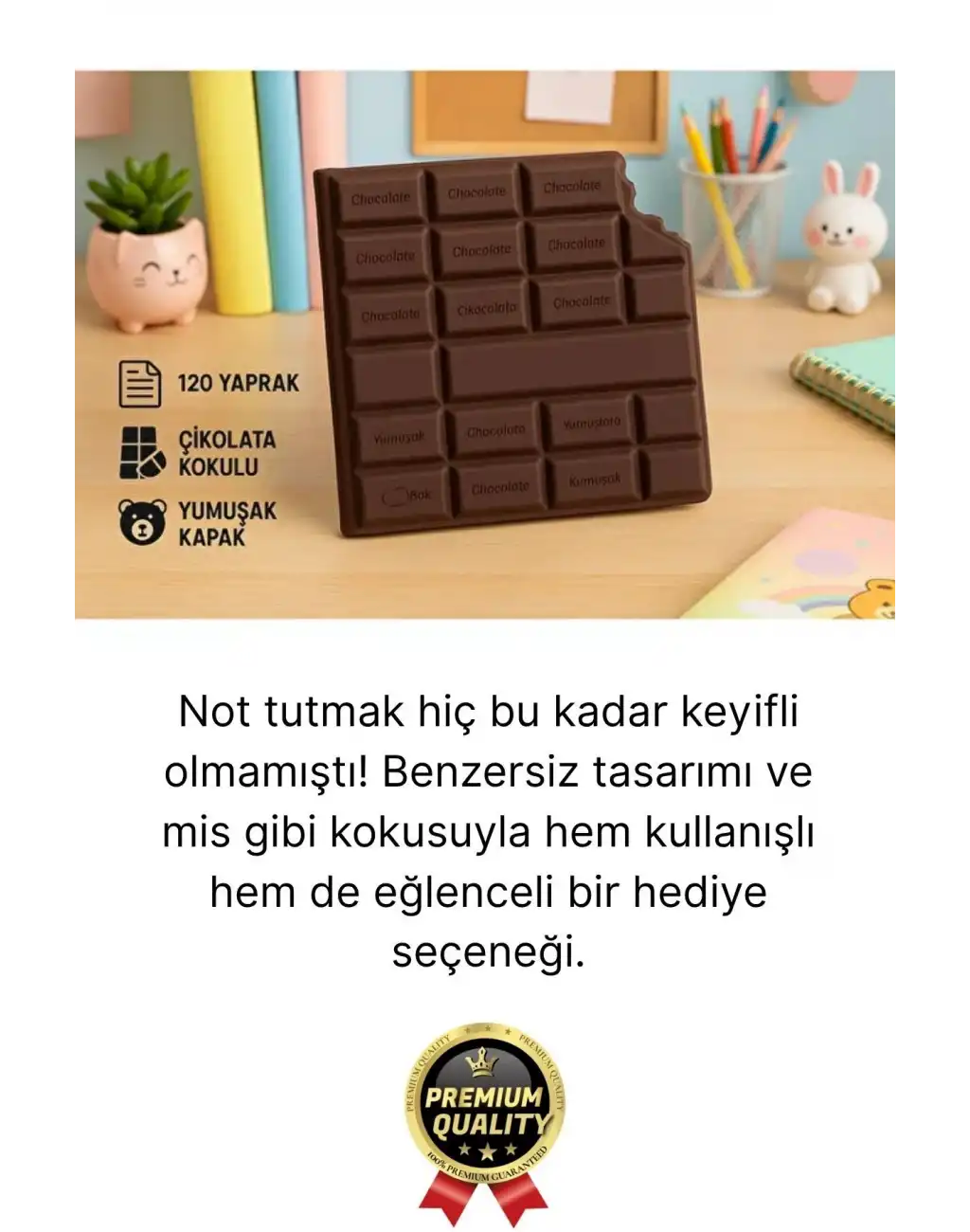 Özel Tasarım Eğlenceli Hediyelik Isırılmış Lezzet Gerçekçi Çikolata Görünümlü Kokulu Not Defteri