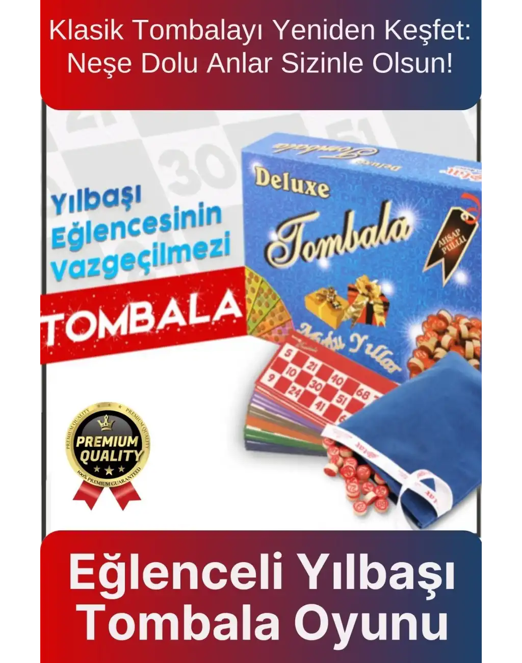 Özel Üretim Zeka Geliştirici Eğlenceli Etkinlik Aile Parti Yeni Yıl Yılbaşı Deluxe Tombala Oyunu