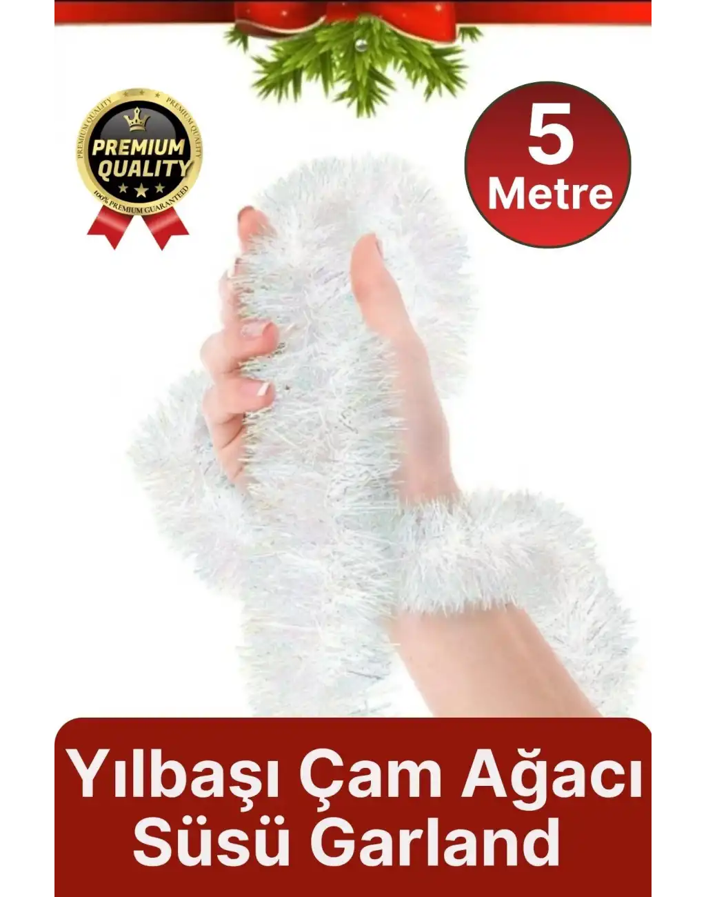 Özel Üretim Dekoratif Süsleme Yeni Yıl Ruhu Noel Yılbaşı Çam Ağacı Süsü Garland Büyük Boy 5 Metre