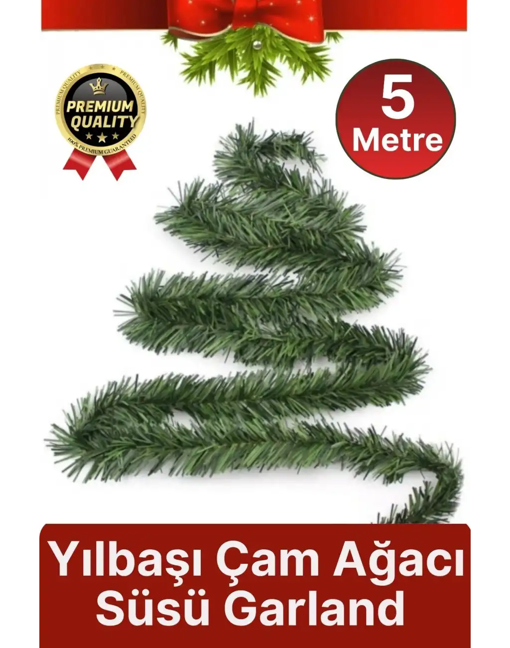Özel Üretim Dekoratif Süsleme Yeni Yıl Ruhu Noel Yılbaşı Çam Ağacı Süsü Garland Büyük Boy 5 Metre