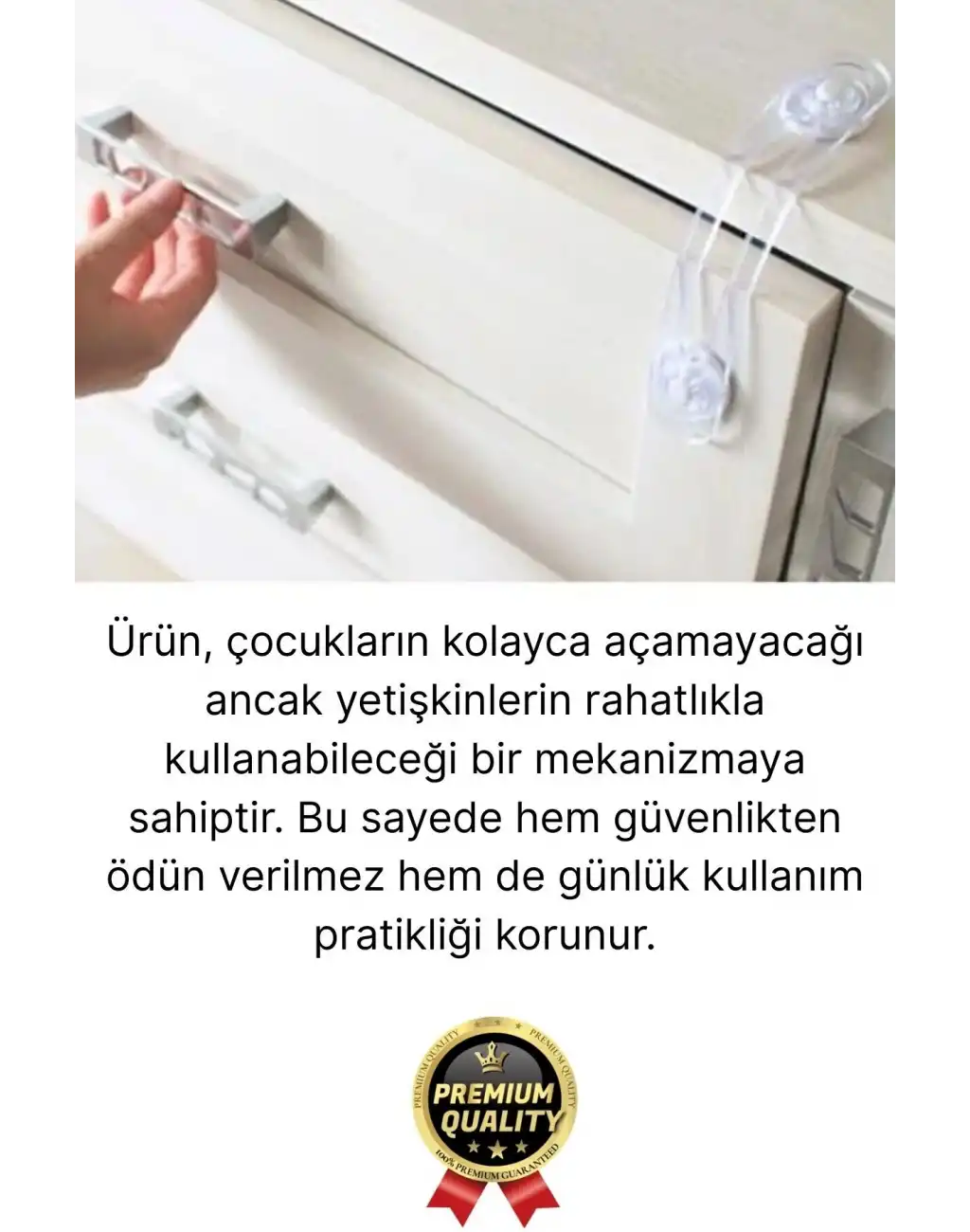 Çok Amaçlı Çekmece Dolap Kapağı Koruma Aparatı Ayarlanır Çocuk Bebek Güvenlik Kilidi 4 Adet 12 Cm
