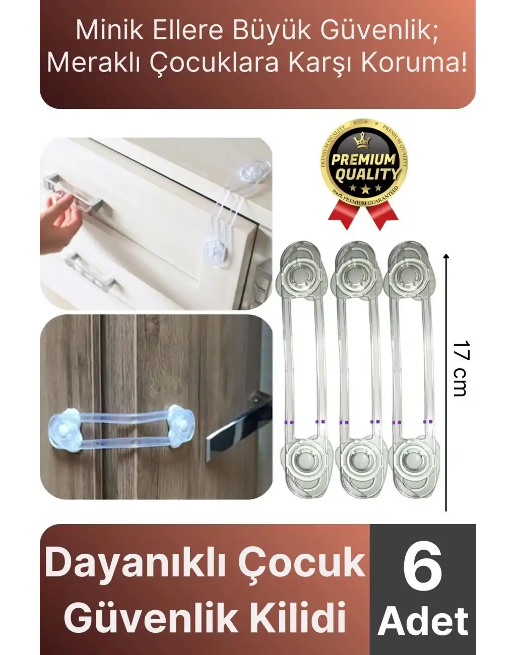 Yeni Üretim Ayarlanır Dolap Çekmece Kapağı Koruma Aparatı Bebek Çocuk Güvenlik Kilidi 6 Adet 17 Cm