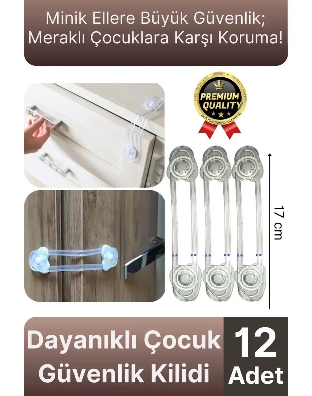 Yeni Ayarlanabilir Dolap Çekmece Kapağı Koruma Aparatı Çocuk Bebek Güvenlik Kilidi 12 Adet 17 Cm