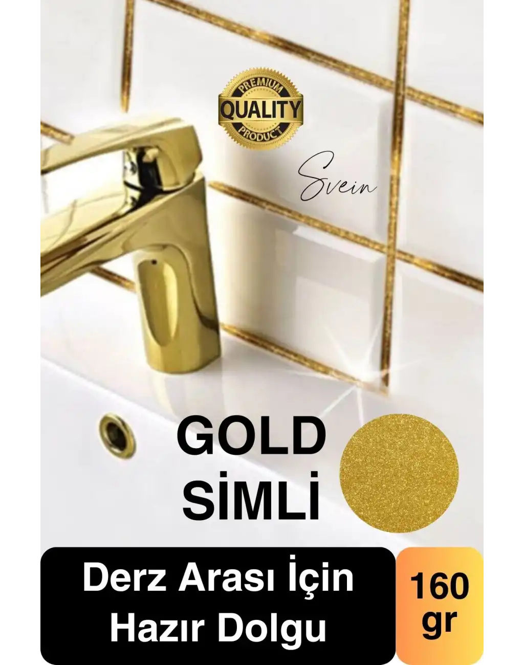 Pratik Gold Altın Sarı Simli Hazır Derz Fayans Seramik Boşluk Anında Kapatıcı Yer Cephe Yenileyici