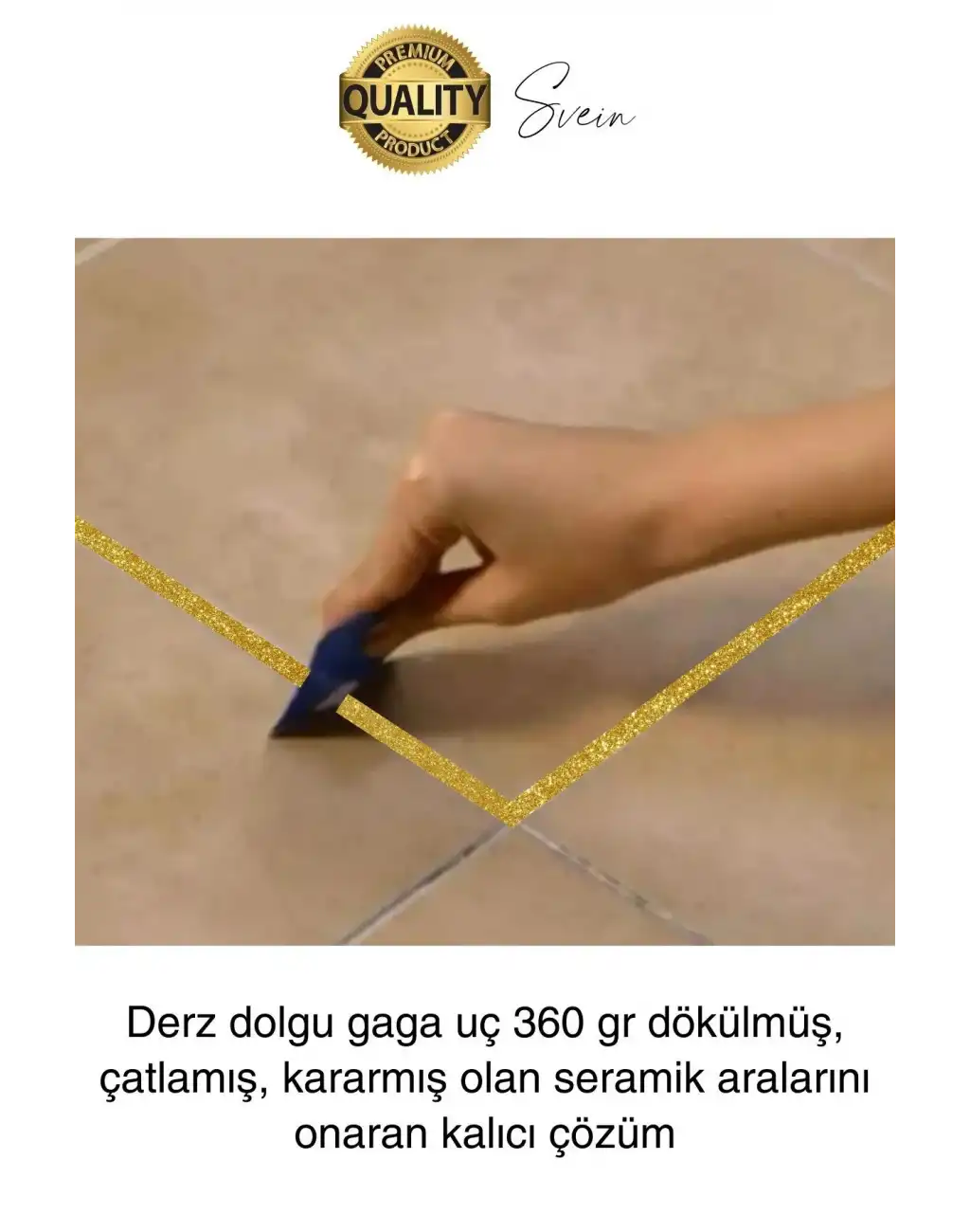 Pratik Gold Altın Sarı Simli Hazır Derz Fayans Seramik Boşluk Anında Kapatıcı Yer Cephe Yenileyici