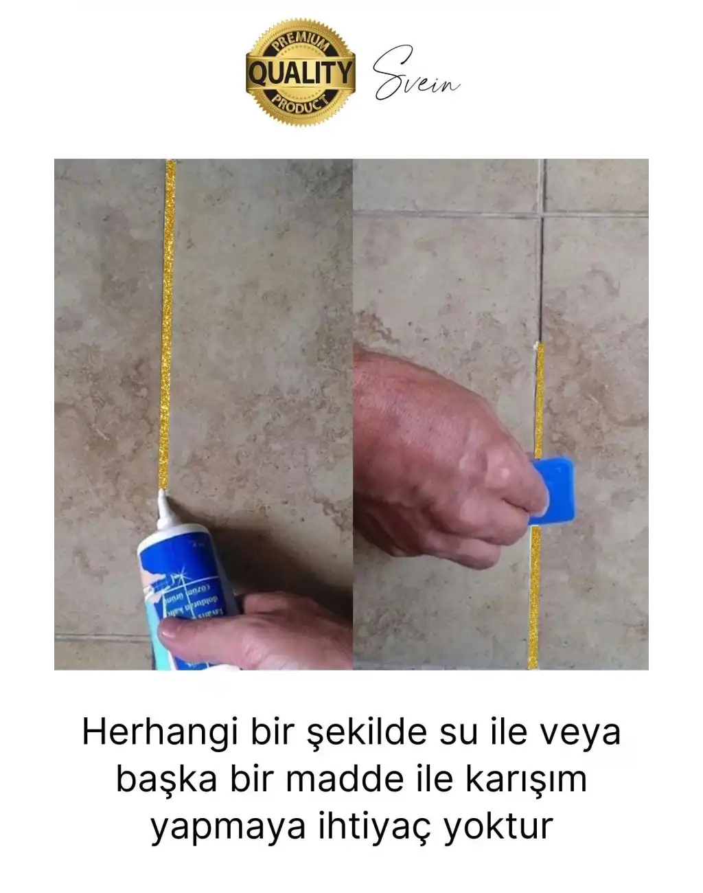 Pratik Gold Altın Sarı Simli Hazır Derz Fayans Seramik Boşluk Anında Kapatıcı Yer Cephe Yenileyici