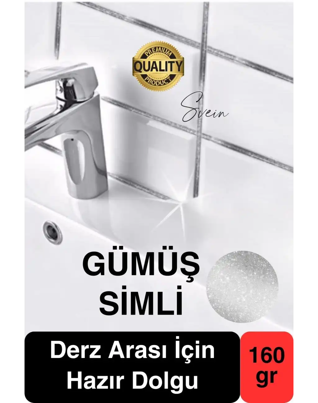Pratik Gümüş Silver Simli Hazır Derz Fayans Seramik Boşluk Anında Kapatıcı Yer Cephe Yenileyici