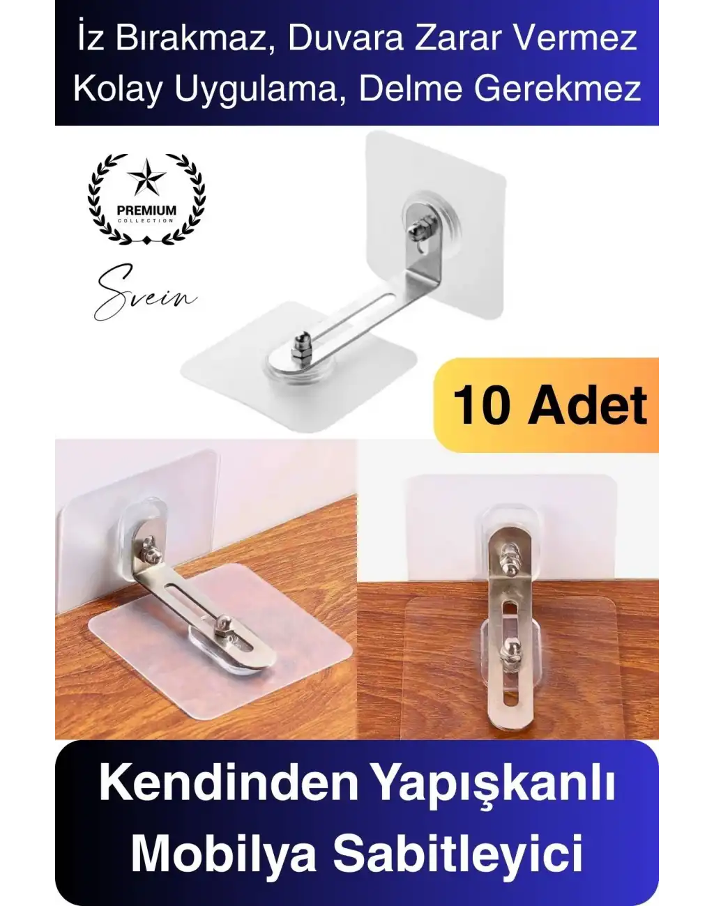 10 Adet Kendinden Yapışkanlı Mobilya Sabitleme Seti Delme Gerekmez Dolap Raf Tutucu Deprem Güvenliği