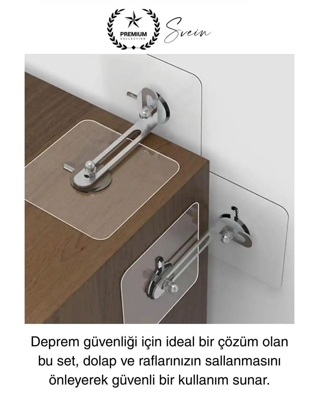 10 Adet Kendinden Yapışkanlı Mobilya Sabitleme Seti Delme Gerekmez Dolap Raf Tutucu Deprem Güvenliği