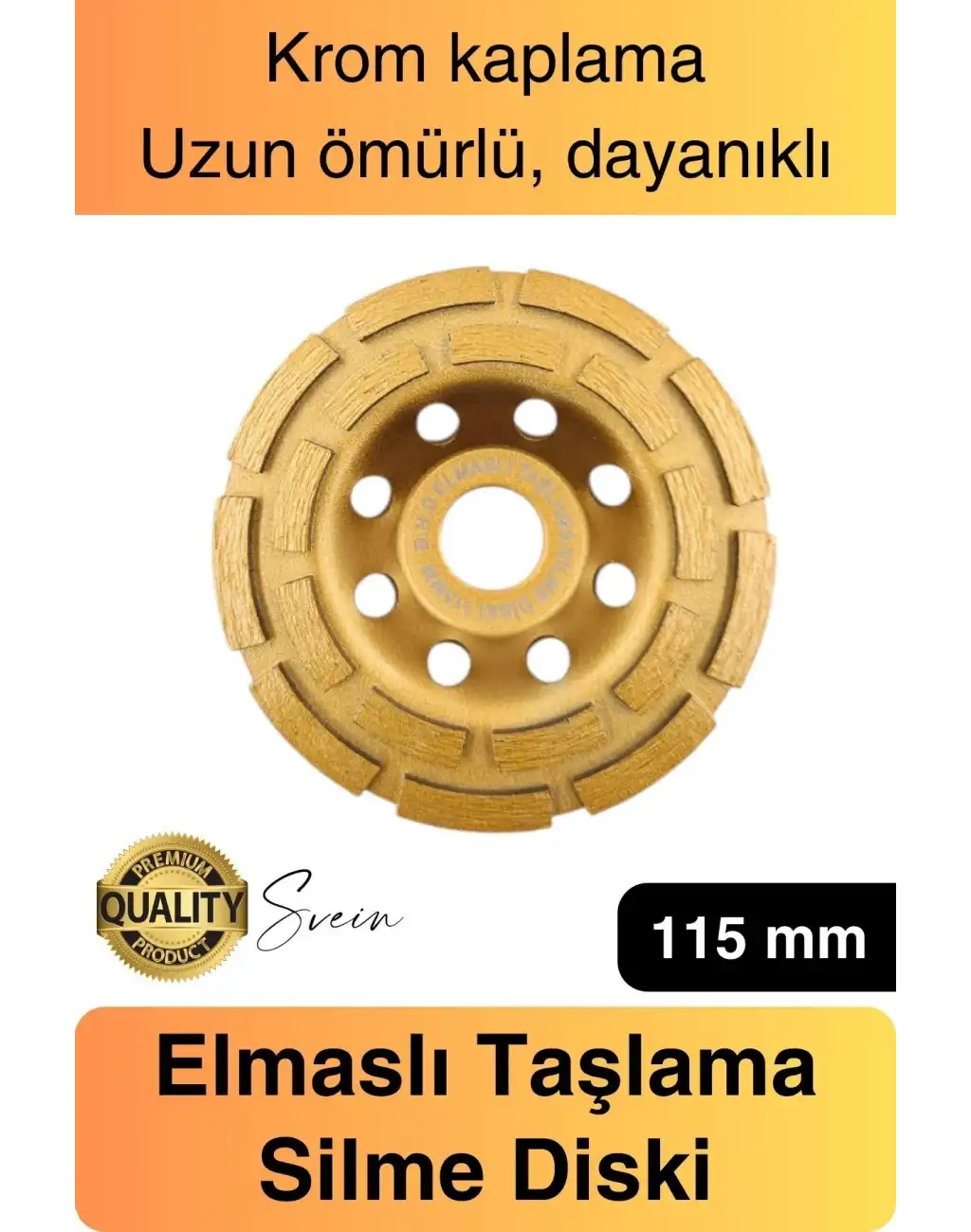 Premium 115 mm Mermer Beton Elmaslı Taşlama Silme Parlatma Diski Uzun Ömürlü Dayanıklı Çanak