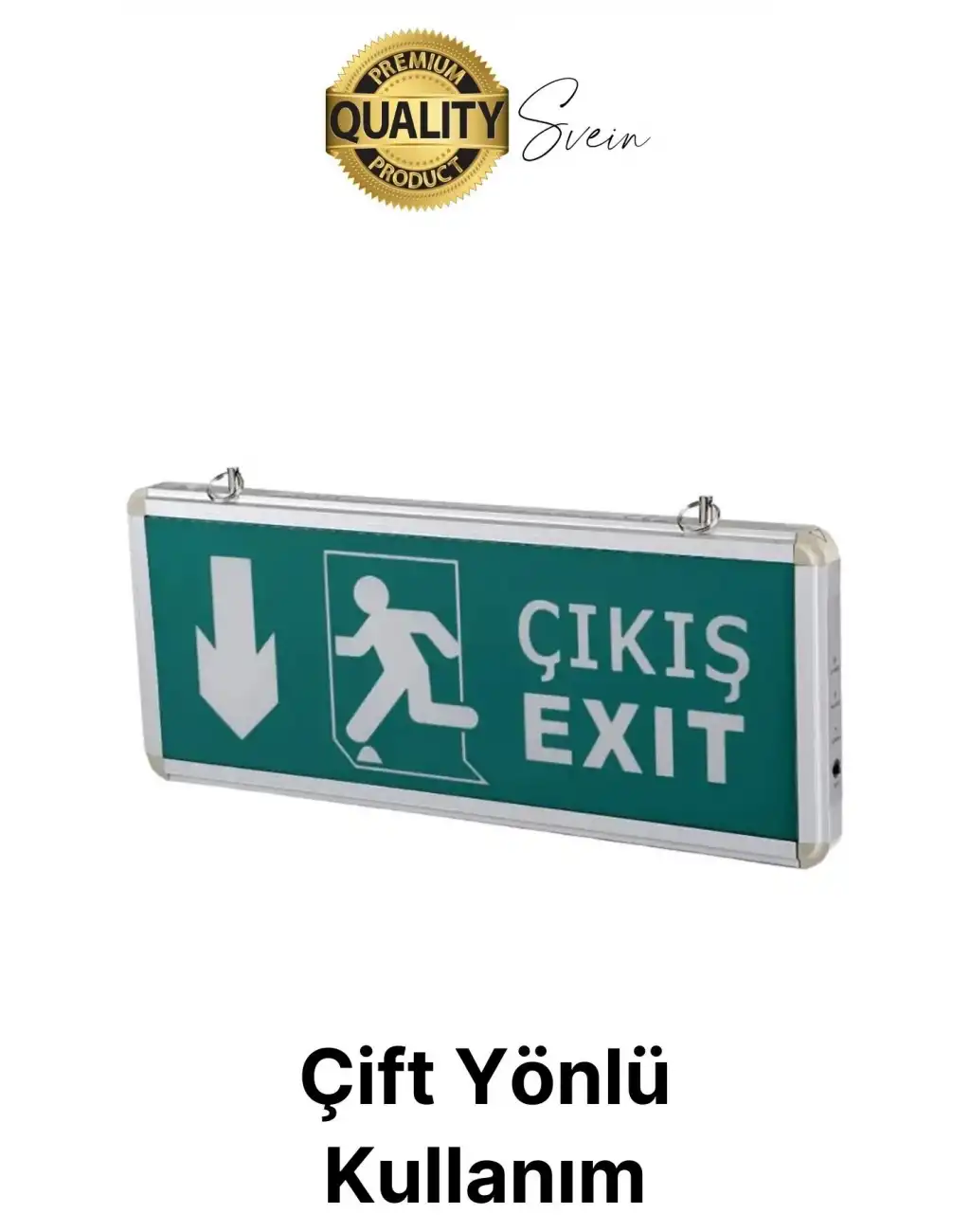 Işıklı Aşağı Çift Yönlü Acil Çıkış Exit Tabelası Şarjlı Yönlendirme Parlayan Armatür Uyarı Levhası