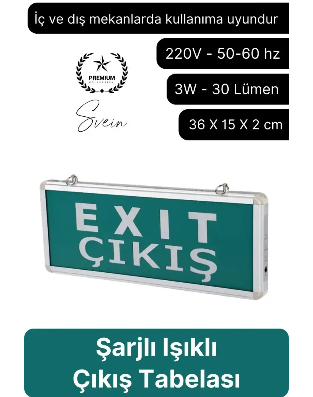 Işıklı Düz Çift Yönlü Acil Çıkış Exit Tabelası Şarjlı Yönlendirme Parlayan Armatür Uyarı Levhası