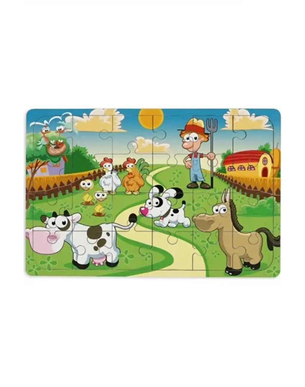 Premium Eğlenceli Eğitici Öğretici Geliştiren Oyun Deneyimi Ahşap Puzzle Çiftlik Hayvanları 24 Parça