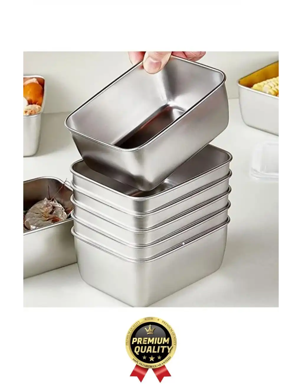 Çok Amaçlı Dayanıklı Gıda Güvenliği Sertifikalı Koku Yapmaz Modern Şık Paslanmaz Çelik Saklama Kabı