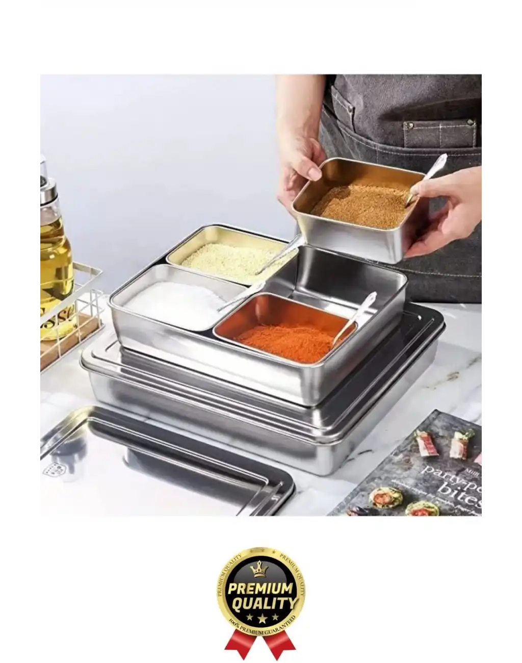 Çok Amaçlı Dayanıklı Gıda Güvenliği Sertifikalı Koku Yapmaz Modern Şık Paslanmaz Çelik Saklama Kabı