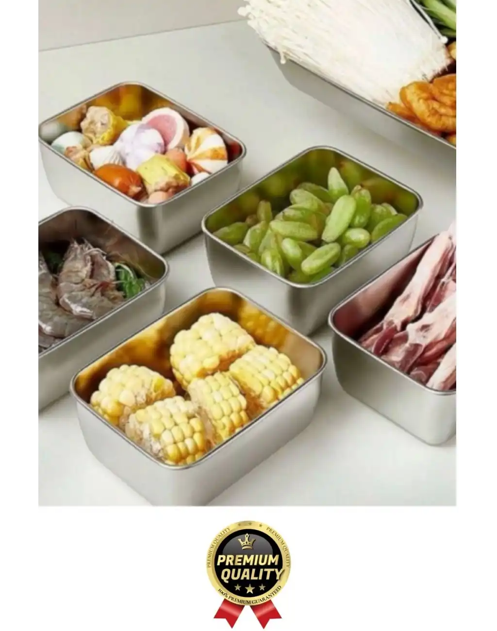 Çok Amaçlı Dayanıklı Gıda Güvenliği Sertifikalı Koku Yapmaz Modern Şık Paslanmaz Çelik Saklama Kabı