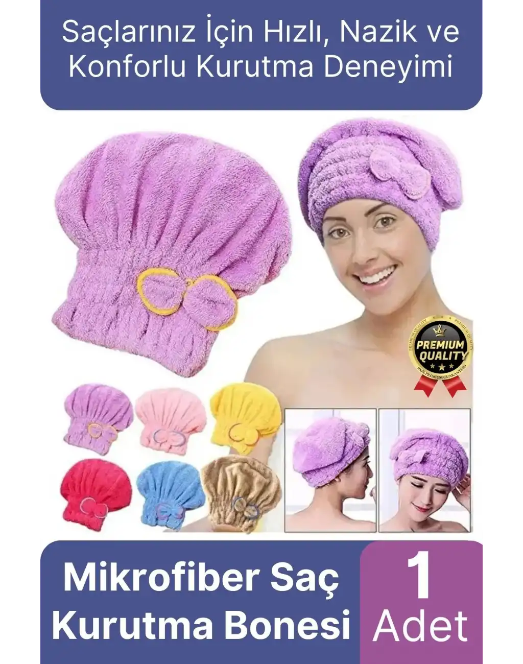 Premium Kalite Esnek Hızlı Emici Banyo Havuz Duş Mikrofiber Havlu Saç Kurutma Bonesi 30x25x16