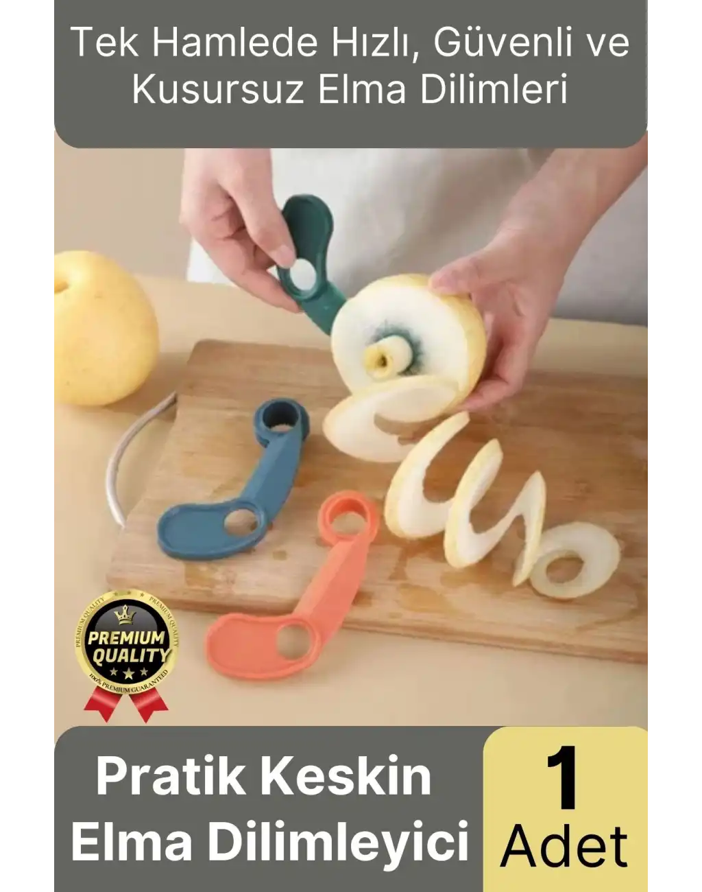 Çok Amaçlı Kullanım Pratik Dayanıklı Plastik Sağlam Kaymaz Keskin Şekilli Elma Dilimleme Aparatı