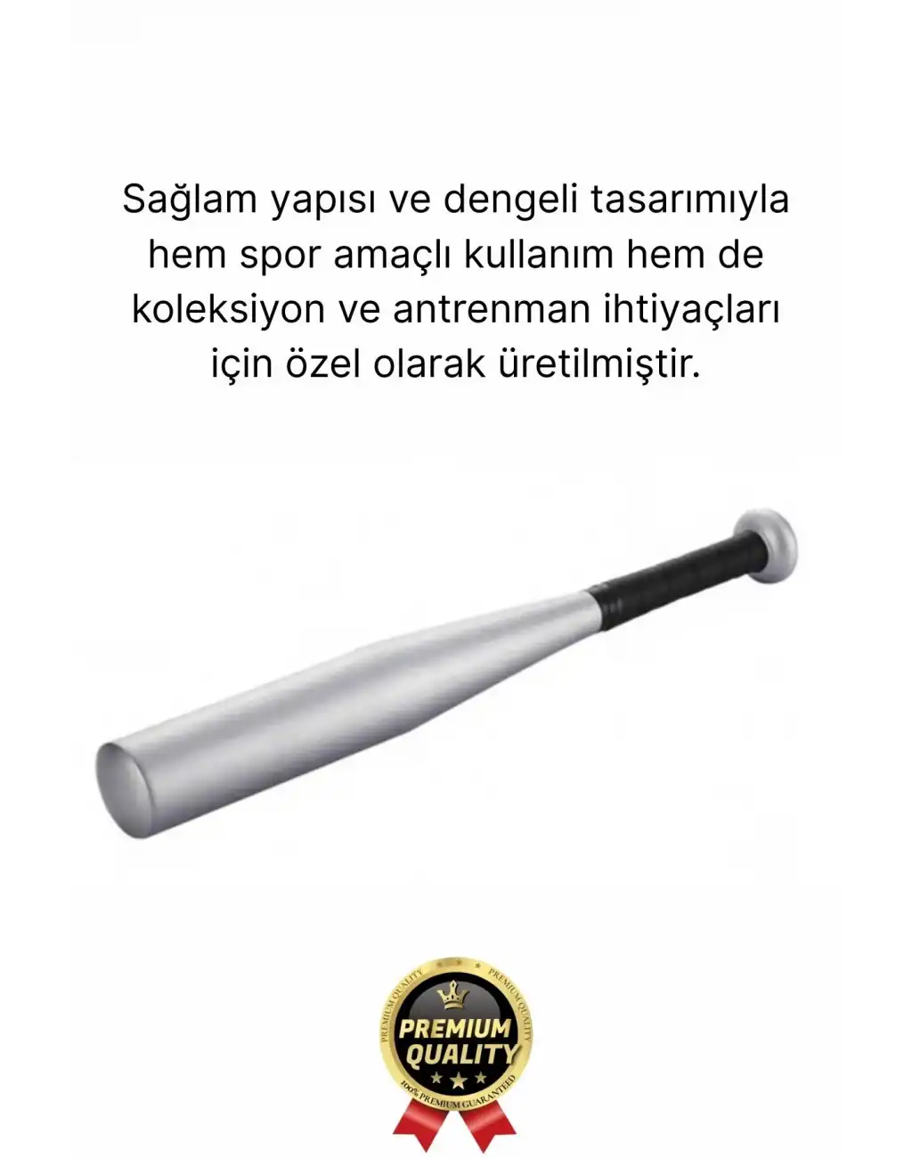 Özel Üretim Dayanıklı Malzeme Kırılmaz Mükemmel Kavrayış Metal Gri 61 Cm Baseboll Beyzbol Sopası