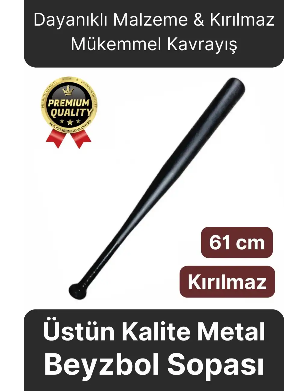 Özel Üretim Kırılmaz Dayanıklı Malzeme Mükemmel Kavrayış Siyah Metal 61 Cm Baseboll Beyzbol Sopası