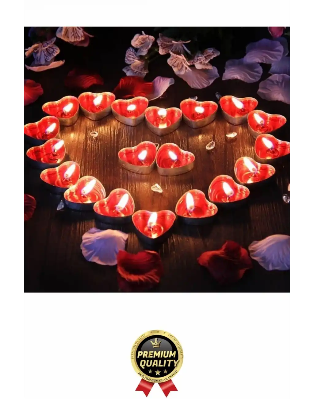 Özel Gün Sevgili Romantik 14 Şubat Dekoratif Süsleme Organizasyon Kırmızı Kalpli Tealight Mum 50Adet