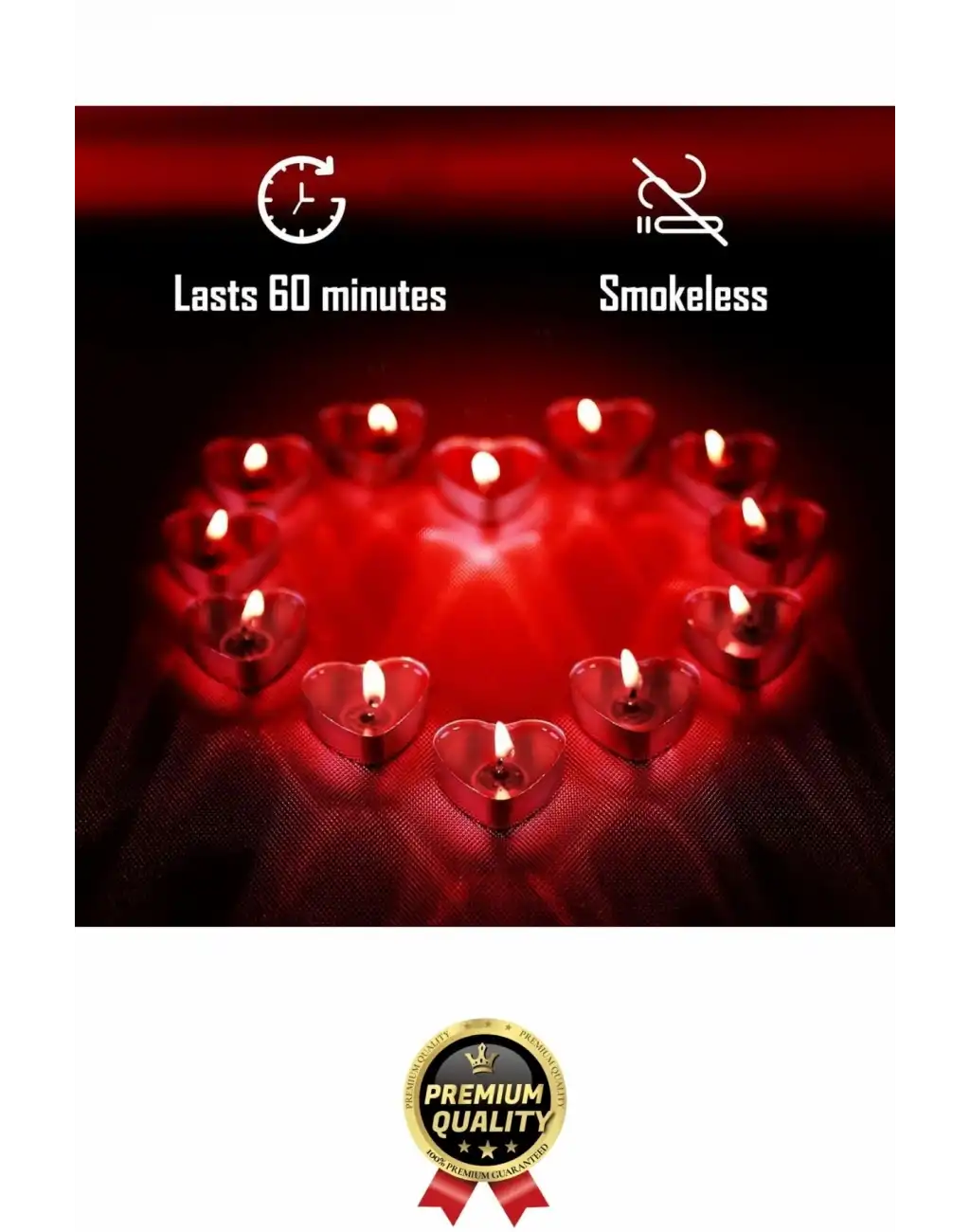 Özel Gün Sevgili Romantik 14 Şubat Dekoratif Süsleme Organizasyon Kırmızı Kalpli Tealight Mum 50Adet