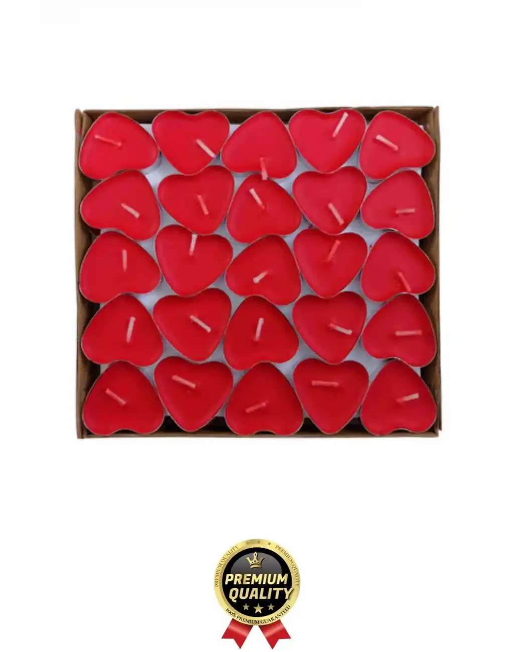 Özel Gün Sevgili Romantik 14 Şubat Dekoratif Süsleme Organizasyon Kırmızı Kalpli Tealight Mum 50Adet