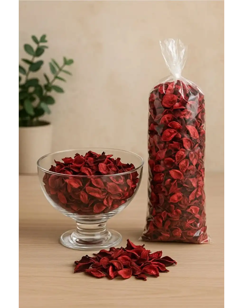 Özel Tasarım Sevgili Dekoratif Hediye Süs Dekor Romantik Kokulu Kırmızı Gül Kurusu Yaprağı 100 Gr