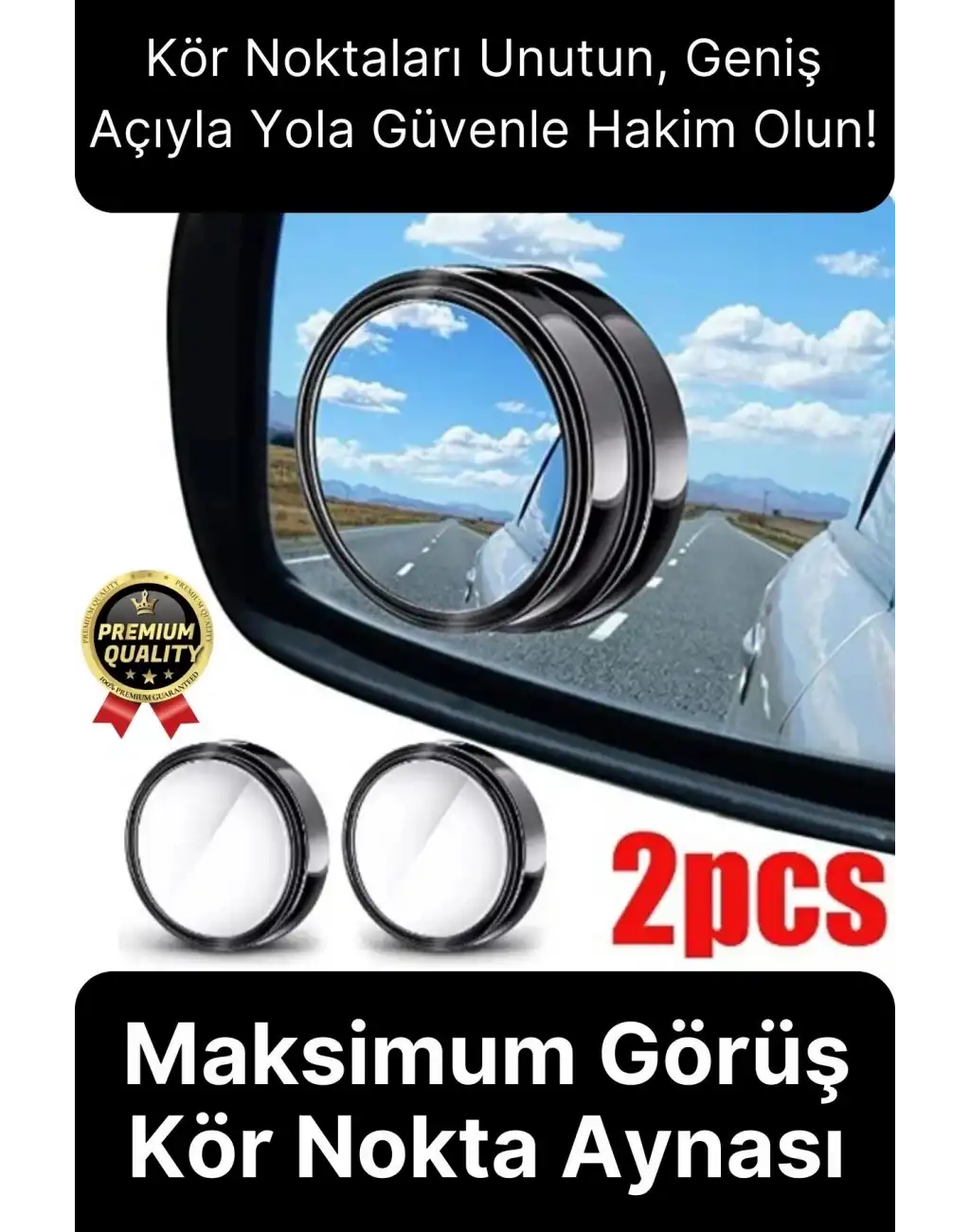 Özel Üretim Maksimum Görüş Artıran İç Bükey Ayarlanabilir Araba Kör Nokta Ayna Seti 2 Adet