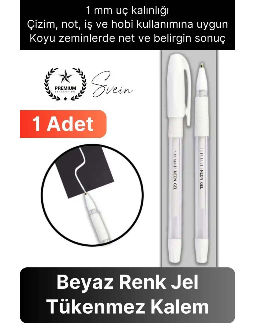 #BeyazJelKalem Özel Beyaz Renk Jel Mürekkepli Tükenmez Kalem Çizim Not İş Yazı Kalemi Arkadaşa Öğretmen Hediye 1 mm