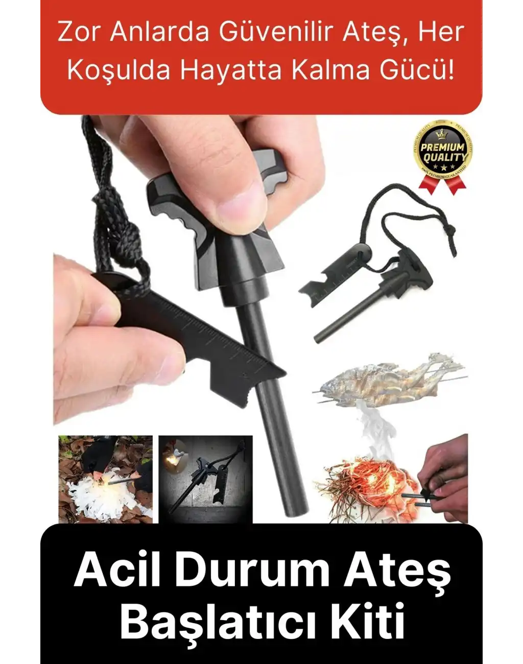 Çok Amaçlı Ateş Başlatıcı Deprem Kamp Acil Durum Magnezyum Çubuk Çakmaktaşı Hayatta Kalma Kiti