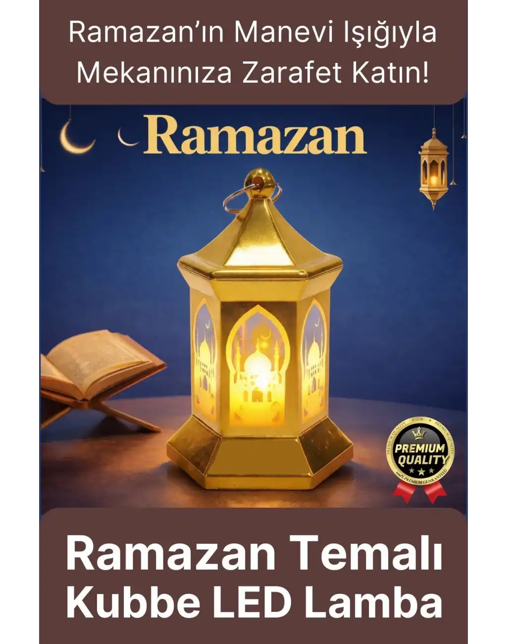 #RamazanAyı Ramazan Dekoratif Asılabilir Altıgen Gold Osmanlı İslami Mimari Işık Kubbe LED Lamba