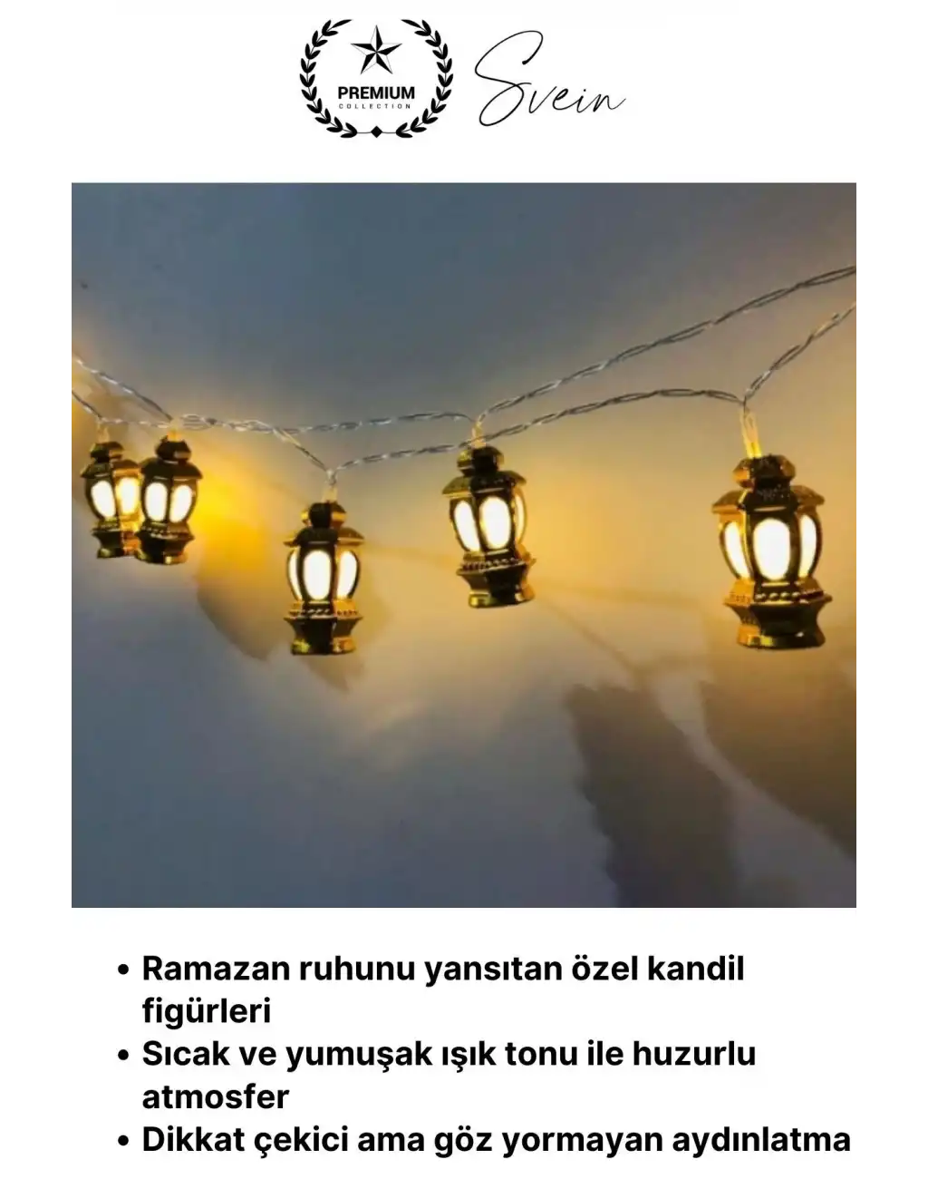 #Aydınlatma Kubbe Temalı Şık Dekoratif Led Lamba Süsleme Pilli 2 Metre 10 Kandil Motifli Manevi