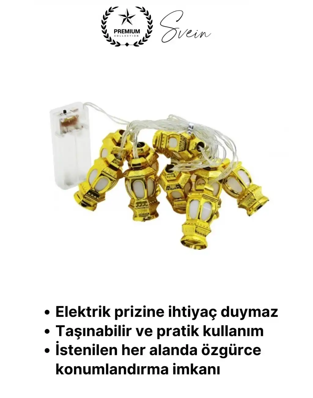 #Aydınlatma Kubbe Temalı Şık Dekoratif Led Lamba Süsleme Pilli 2 Metre 10 Kandil Motifli Manevi