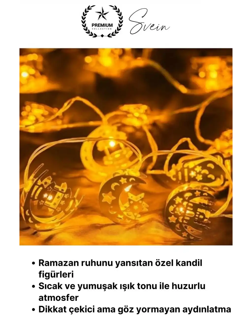 #LedIşık Gold Metal Ramazan Ayı Özel Seri Aydınlatma Karışık Motifli Şık 2 Metre 10 Led Günışığı