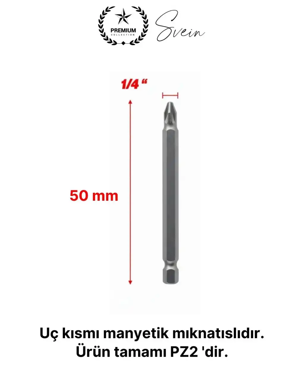 #Bitsuç 50 mm Mıknatıslı Yıldız Vidalama Bits Uç PZ2 Manyetik 1/4 Şarjlı Matkap Ucu Kısa Boy 1 Adet