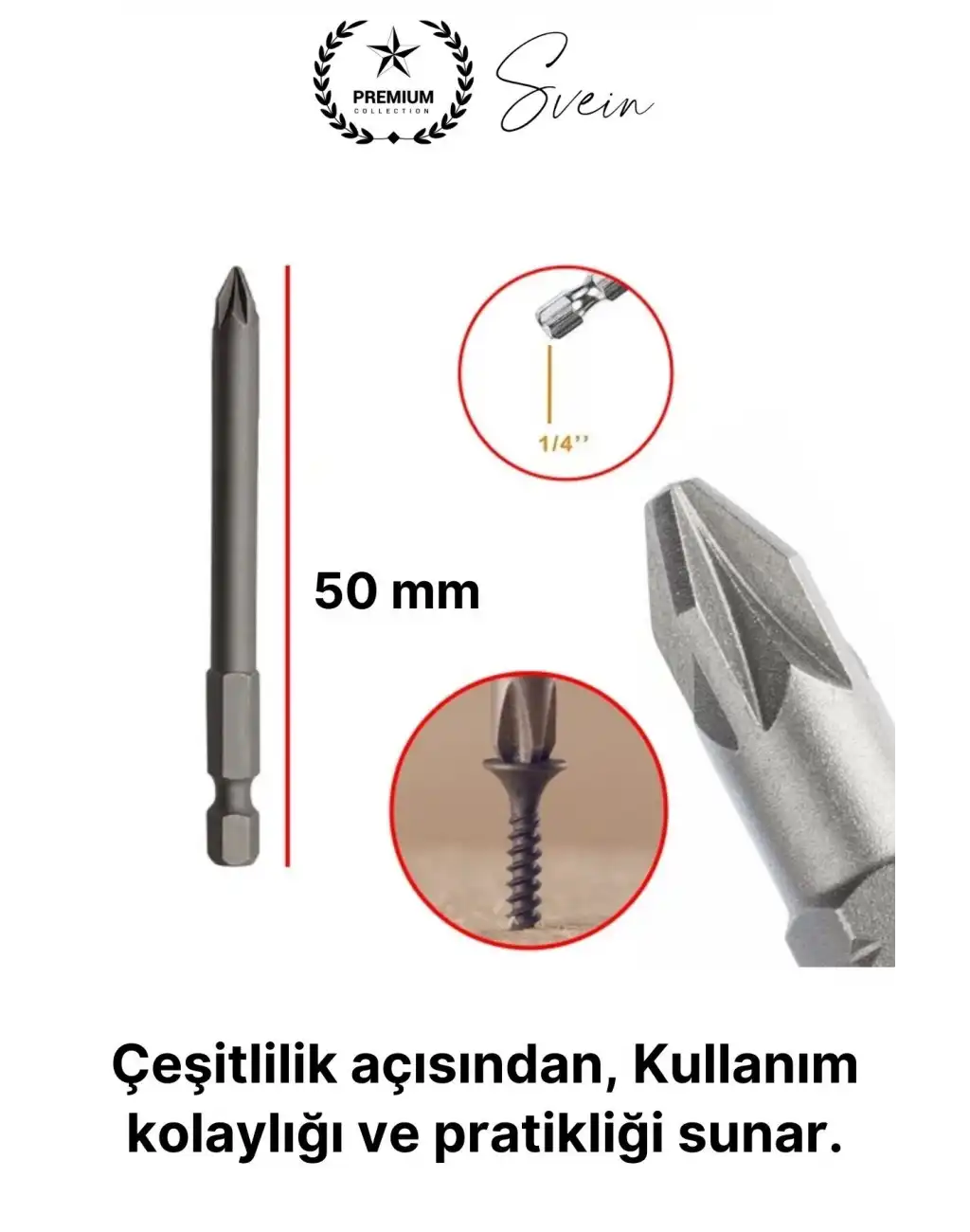 #Bitsuç 50 mm Mıknatıslı Yıldız Vidalama Bits Uç PZ2 Manyetik 1/4 Şarjlı Matkap Ucu Kısa Boy 1 Adet
