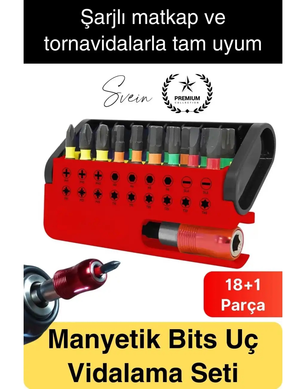 #Vidalama Rodex Manyetik Bits Uç Vidalama Çelik Tornavida Seti Kutulu 18+1 Parça 1/4 Hex Çok Amaçlı