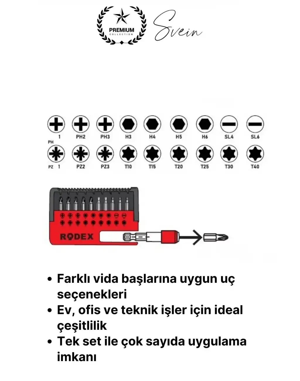 #Vidalama Rodex Manyetik Bits Uç Vidalama Çelik Tornavida Seti Kutulu 18+1 Parça 1/4 Hex Çok Amaçlı