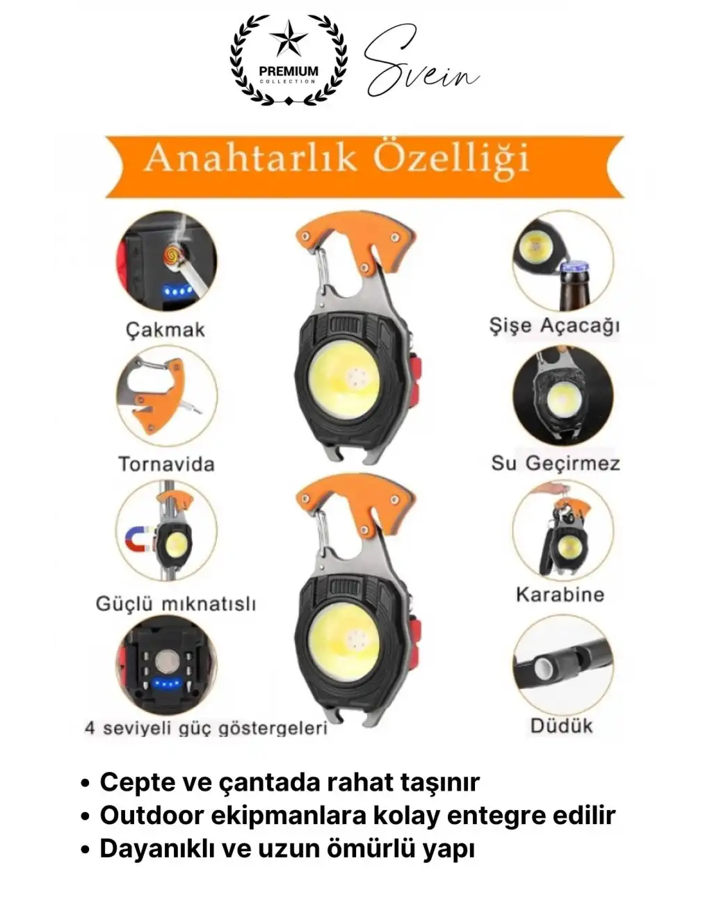 #LedLamba 500 Lümen Çok Fonksiyonlu Anahtarlık Kamp Lambası Type-C Mıknatıslı Hafif Outdoor Şarjlı