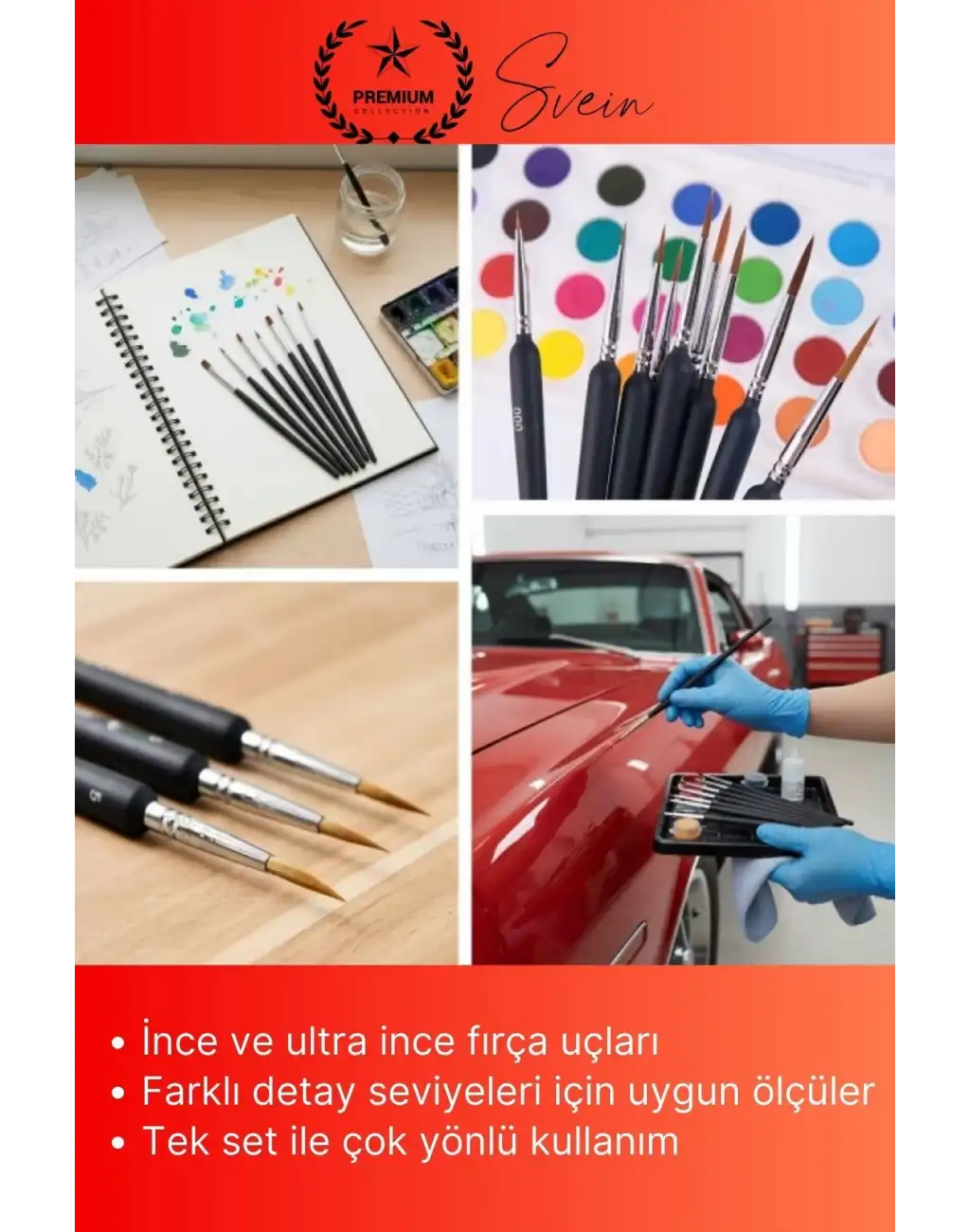 #Fırça 10lu İnce Detay Fırça Seti Rötuş Araba Detailing Hobi Temizlik Maket Boyama Seti Profesyonel
