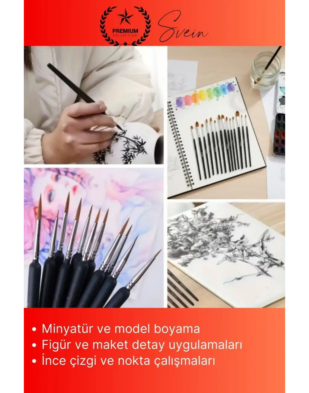 #Fırça 10lu İnce Detay Fırça Seti Rötuş Araba Detailing Hobi Temizlik Maket Boyama Seti Profesyonel