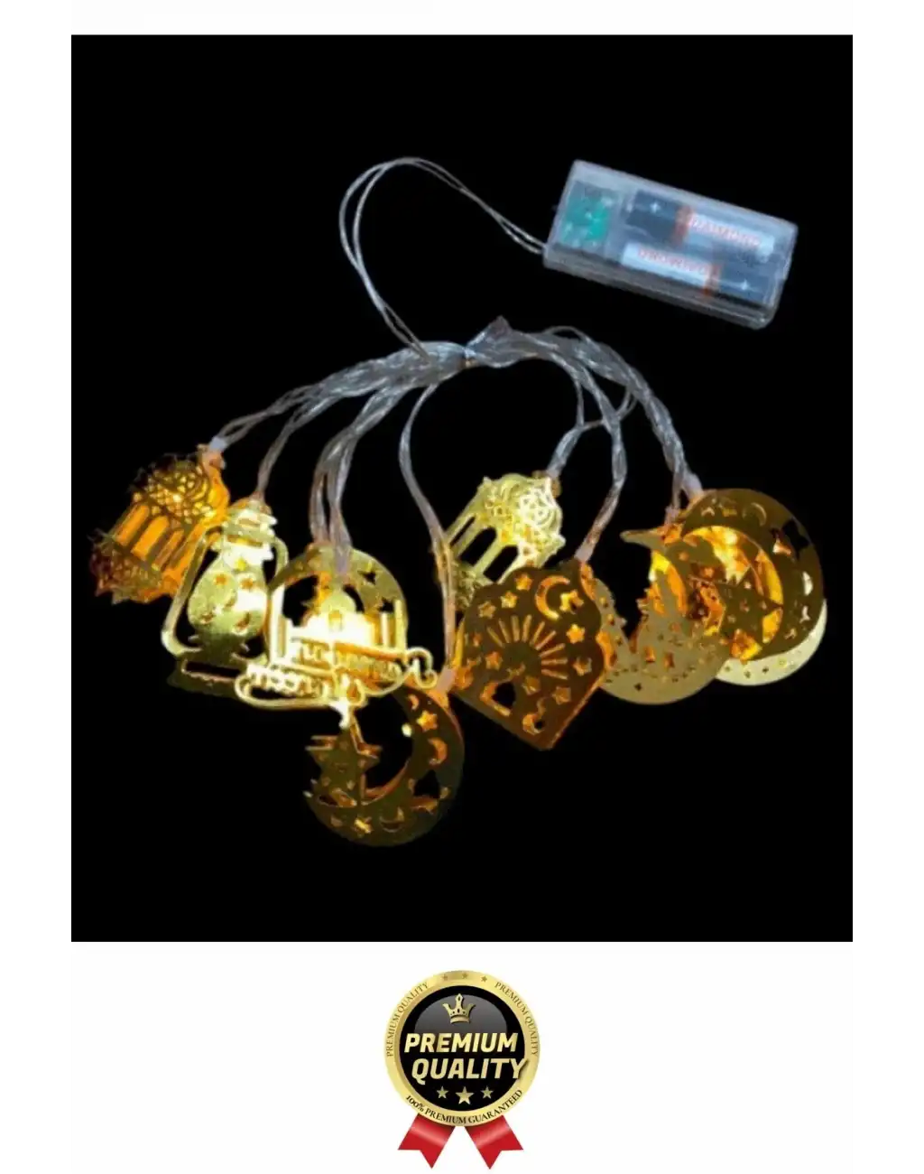 #RamazanLed Estetik Tasarım Süsleme Dekoratif Gold Metal Karışık Figürlü Aydınlatma LED Işık 2 Metre