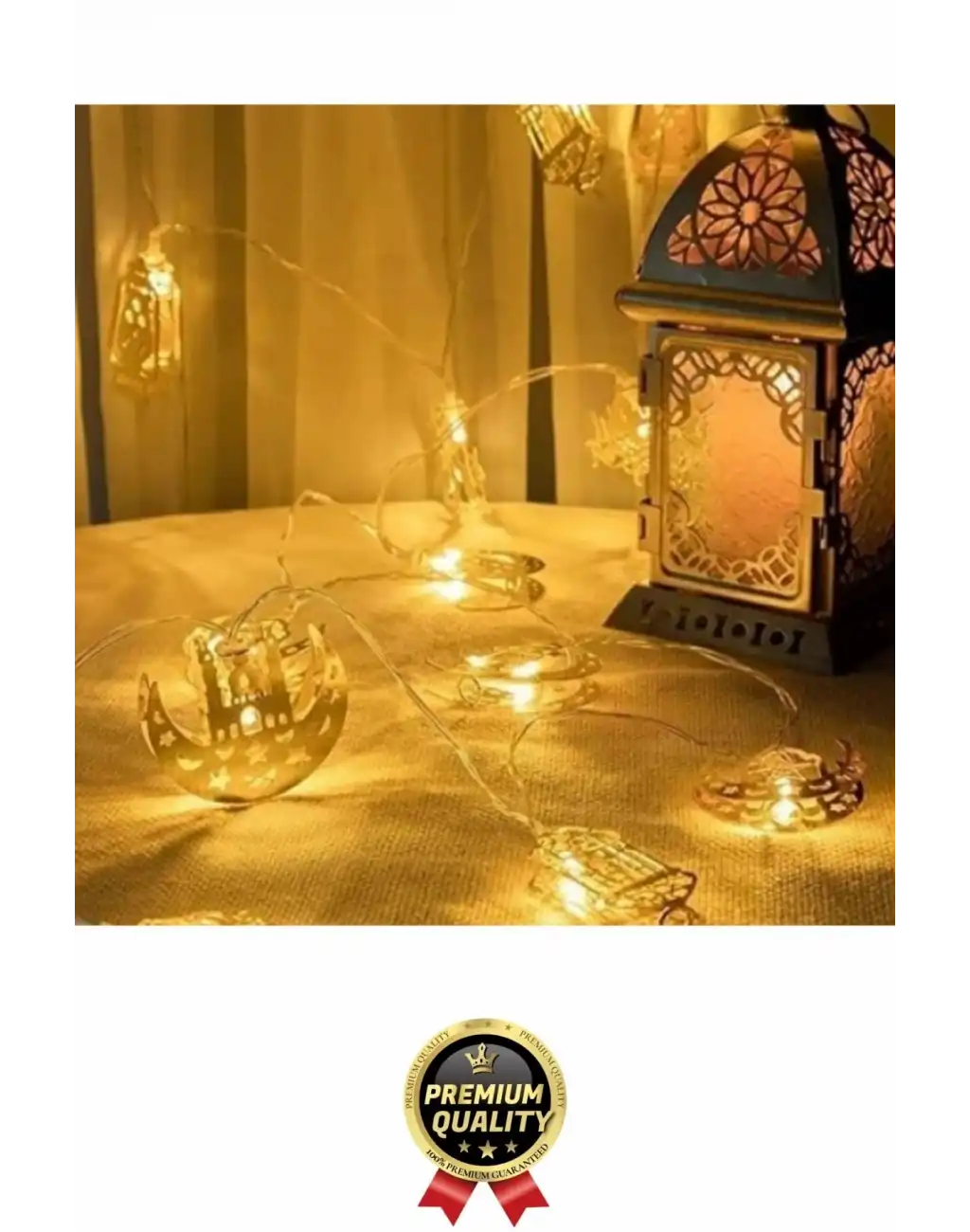 #RamazanLed Estetik Tasarım Süsleme Dekoratif Gold Metal Karışık Figürlü Aydınlatma LED Işık 2 Metre